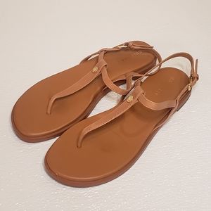 Cole Haan Leather Flora Thong Sandals in Pecan 6